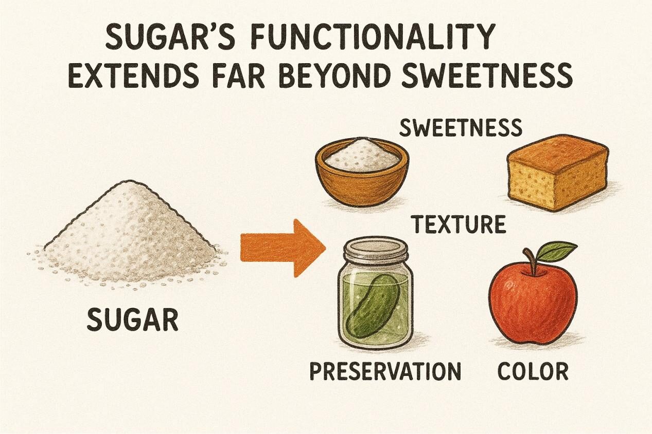 El papel extendido del azúcar en los productos alimenticios, influyendo en la dulzura, la textura, la conservación, el color y el sabor