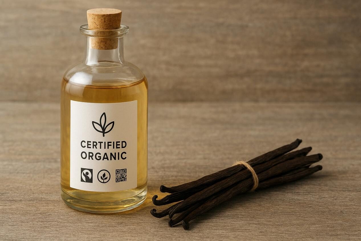 Botella de alimentos y bebidas de sabores de extracto de vainilla certificados orgánicos+sabor a Cuiguai