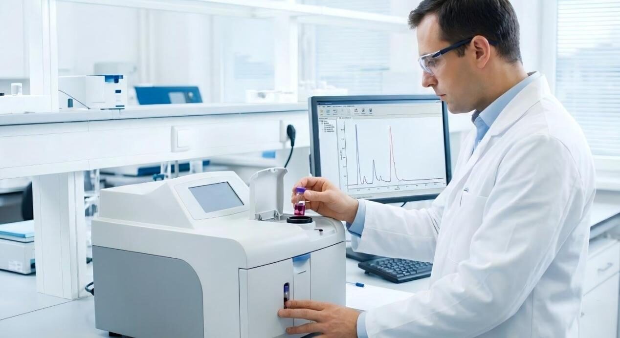 A professional scientist utilizing GC-MS and E-nose technology to capture the volatile chemical profile of a complex beverage.