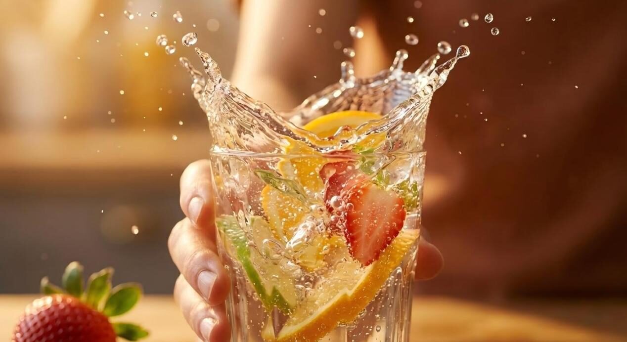 A high-end, vibrant "hero shot" showcasing the ultimate goal of flavor science: a perfectly delivered, fresh, and inviting sensory experience for the consumer.